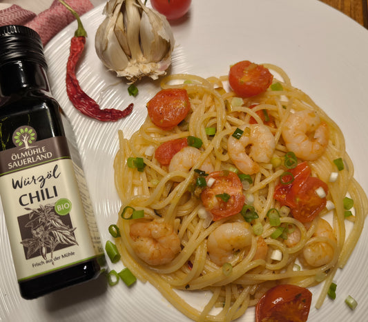 Spaghetti mit Chiligarnelen